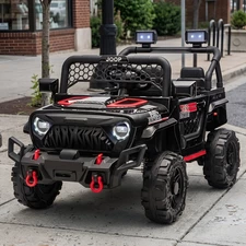 Детский электромобиль джип M 6325EBLR-2 черный с мягким сиденьем